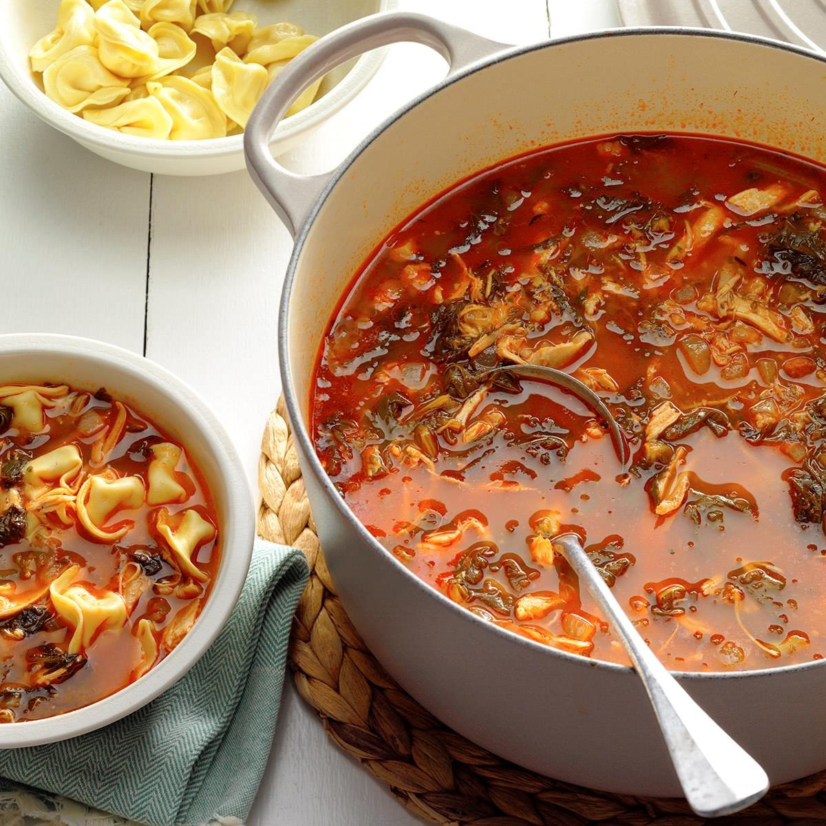 Chicken and Broccoli Rabe Soup with Tortellini