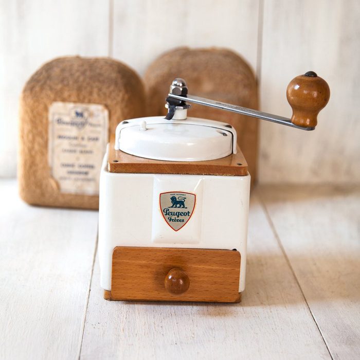 New Old Stock: 1950's Peugeot French Coffee Grinder / Mill - Ivory