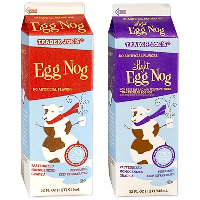 Regular And Light Egg Nog Cartons, Side By Side