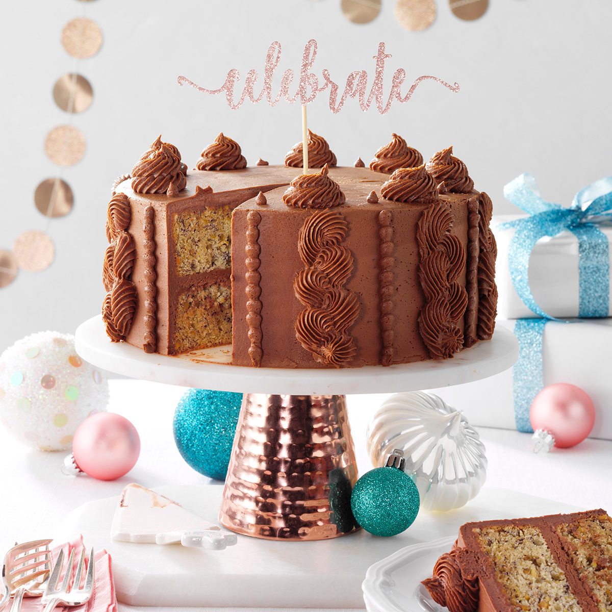 Chocolate Cake With Celebration Decorations