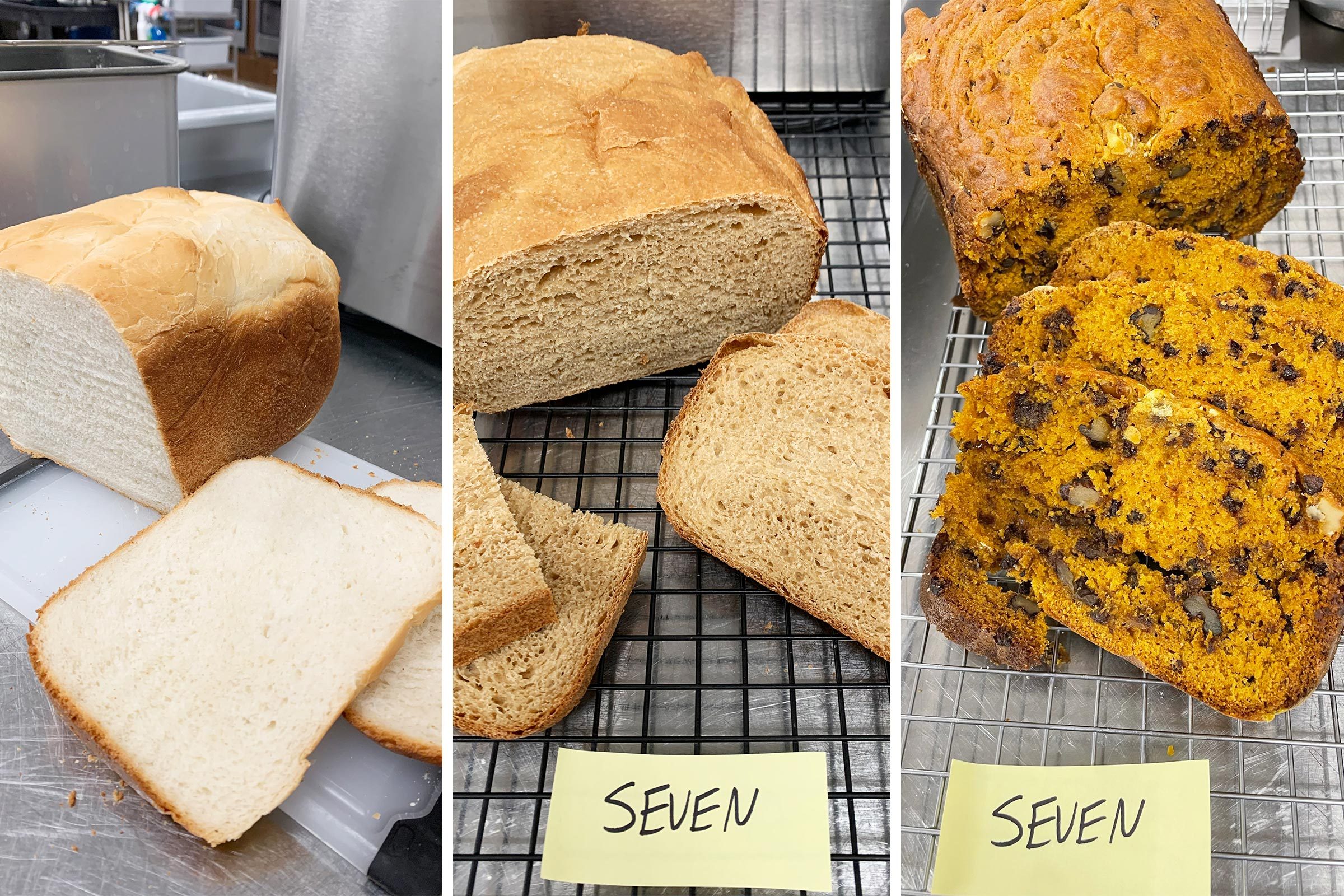 white wheat and pumpkin bread made in the Breville Bread Maker