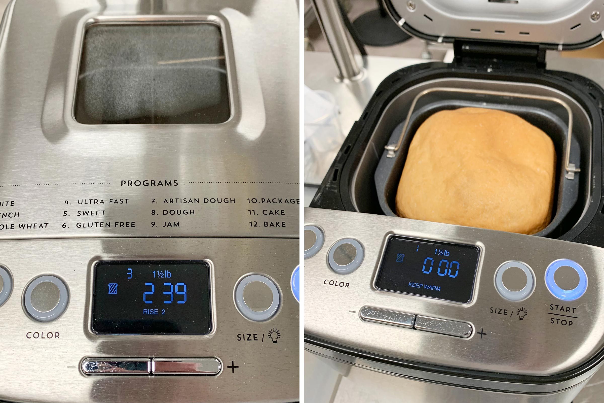 Cuisinart Bread Maker Display and bread in pan