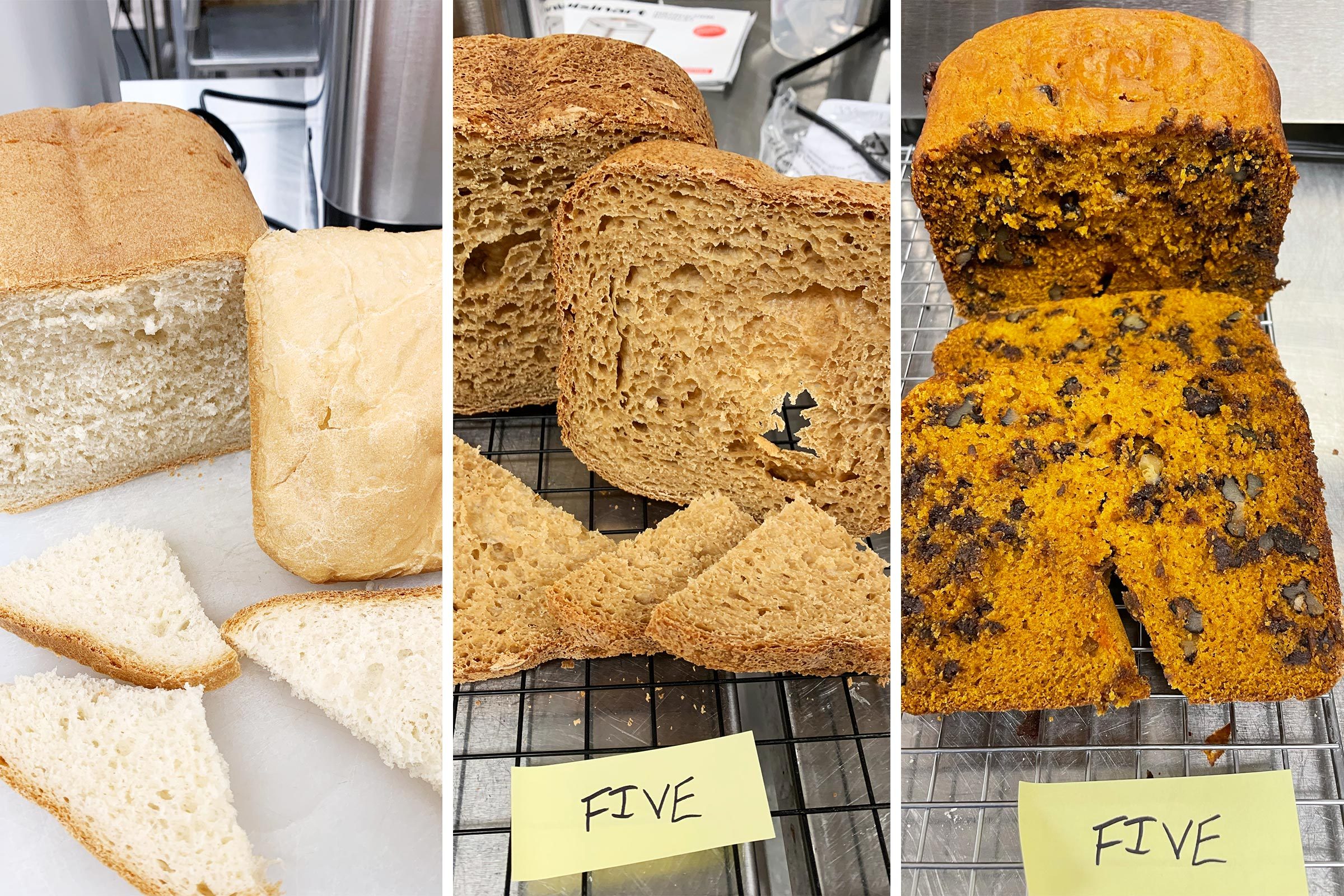 white wheat and pumpkin bread made in the Cuisinart Bread Maker