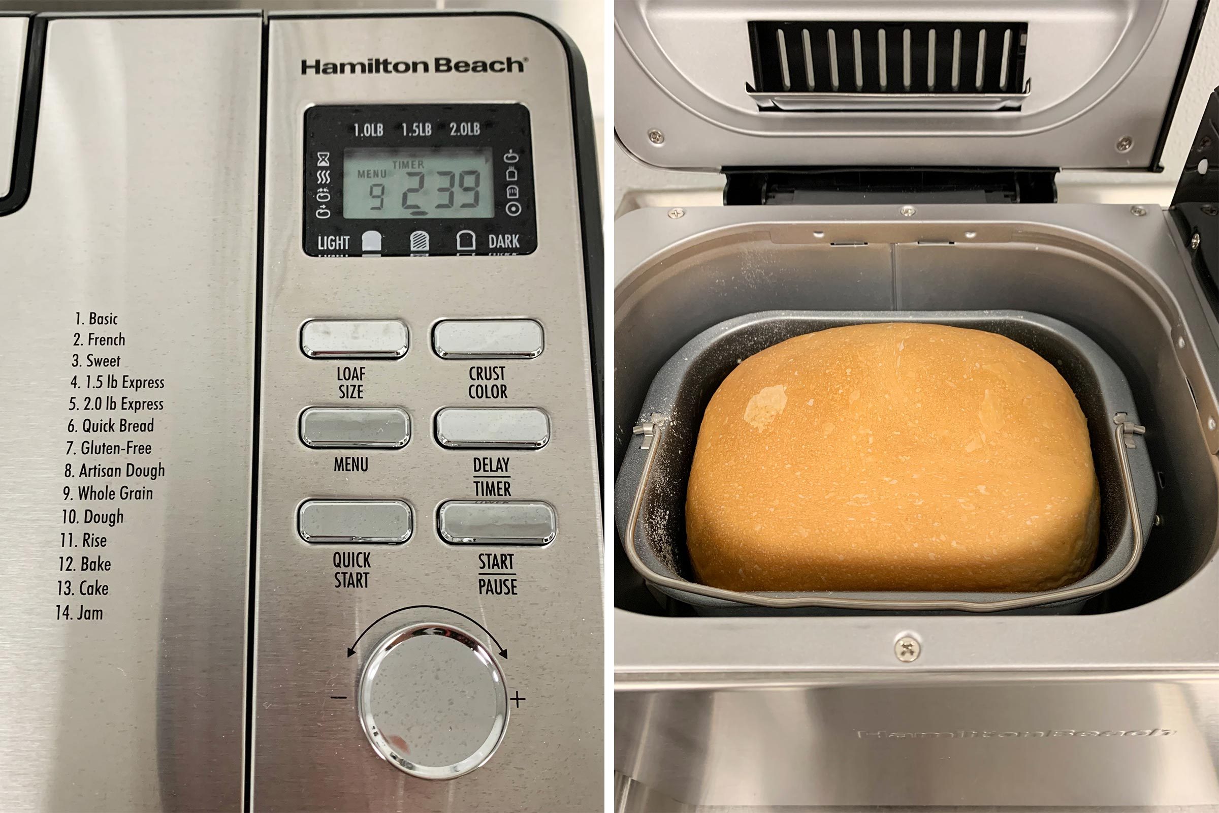 Hamilton Beach Bread Maker Display and bread in pan