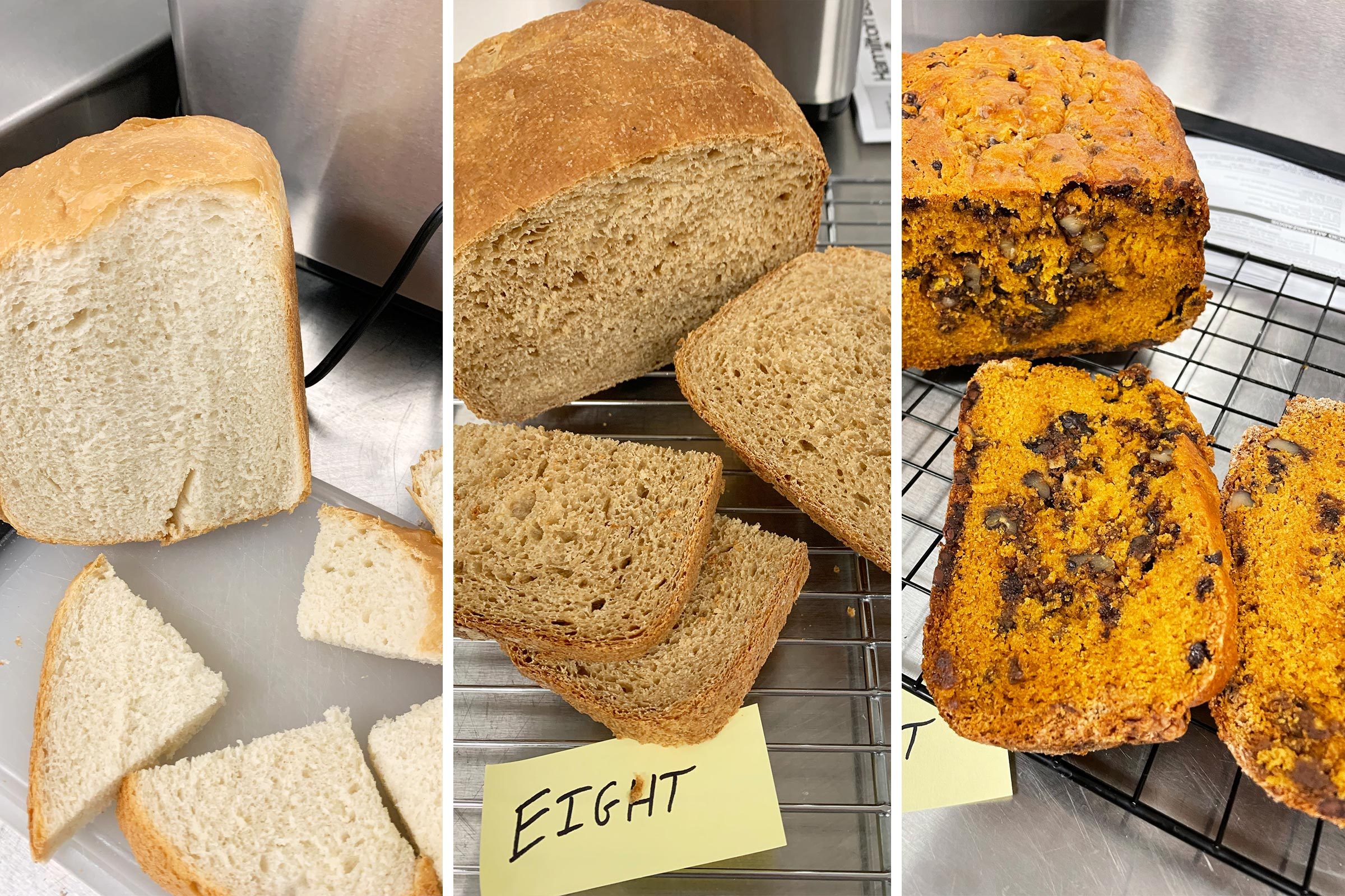 white wheat and pumpkin bread made in the Hamilton Beach bread maker