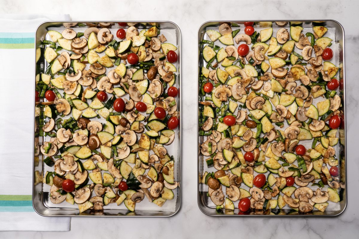 Baking the veggies