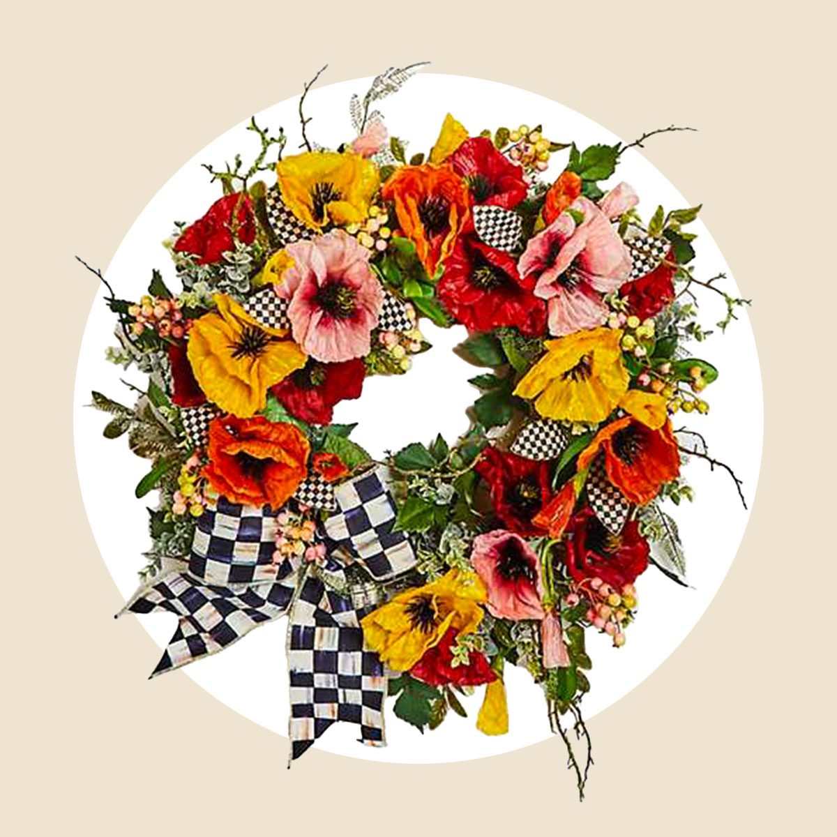 Courtly Poppy 28' Wreath 