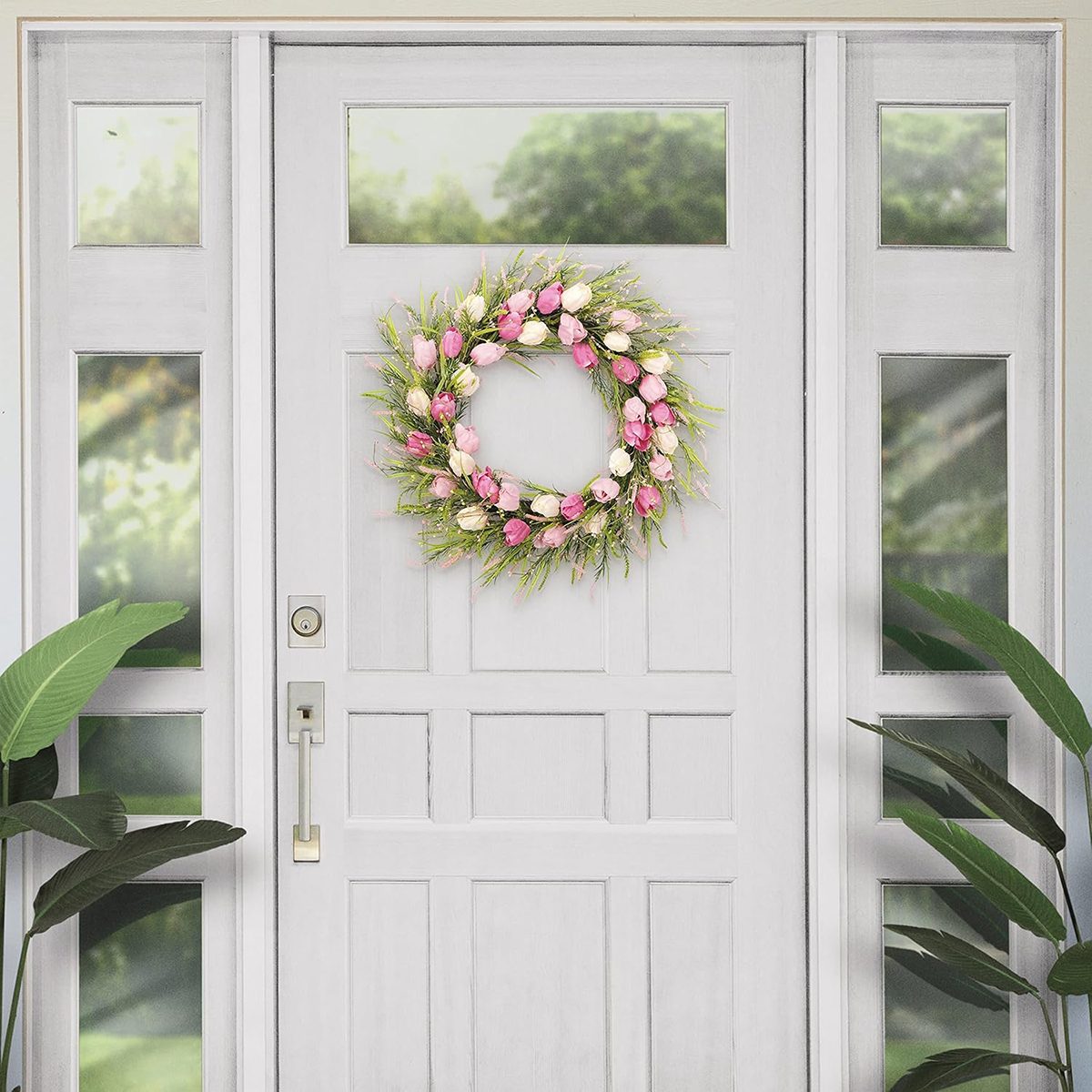 Puleo International 30' Artificial Tulip Floral Spring Door Wreath 