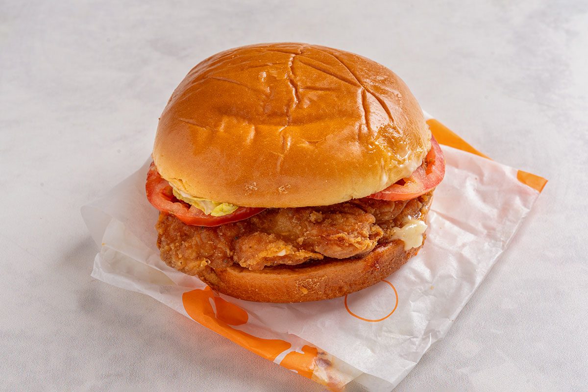 Burger King's crispy sandwich on a table