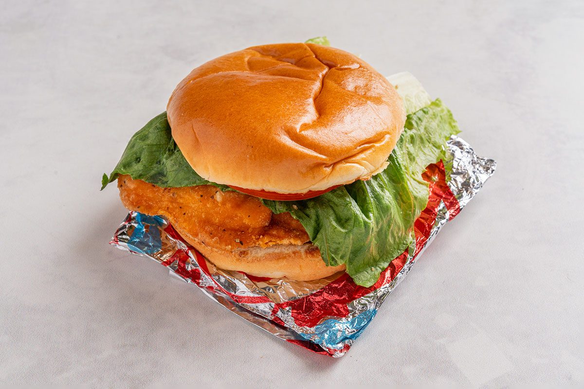 Wendy's crispy sandwich on a table