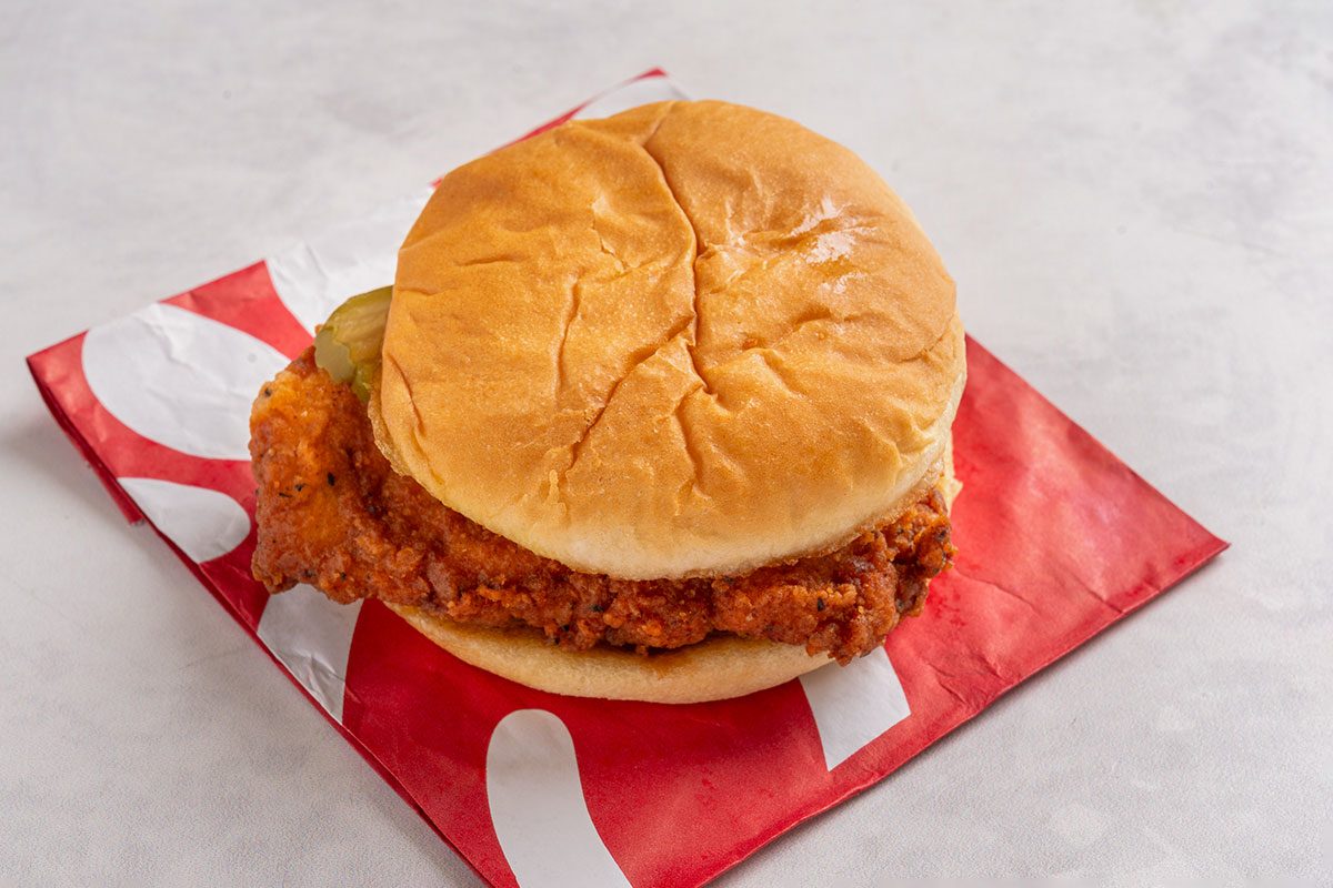 Chickfilla's crispy sandwich on a table